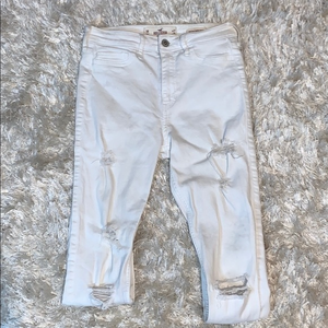 Hollister ripped white jeans high rise‎ size 5